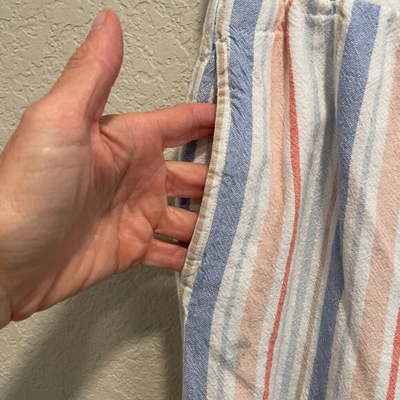 Rafaella Striped Linen Blend Wide Leg Pull On Pants XL - Picture 2 of 9